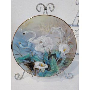VTG "The Swans" by Lena Liu First Issue W.S. George Fine China Plate 23k 17249A